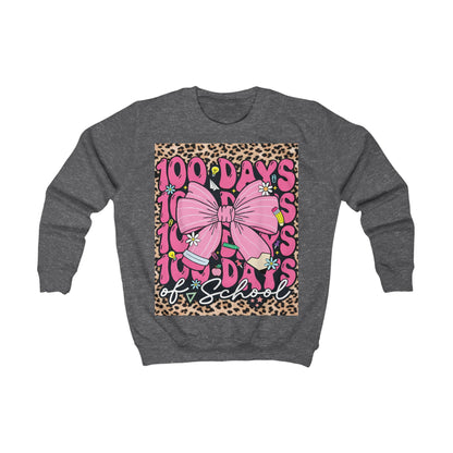 Copy of 100 Days of School Kids Sweatshirt — Pink Bow Leopard Design