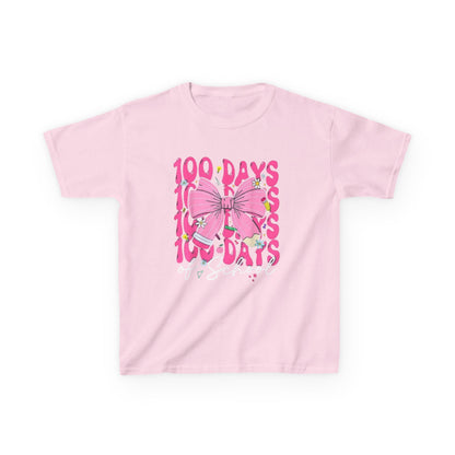 Kids 100 Days of School Tee — Pink Bow Celebration Shirt