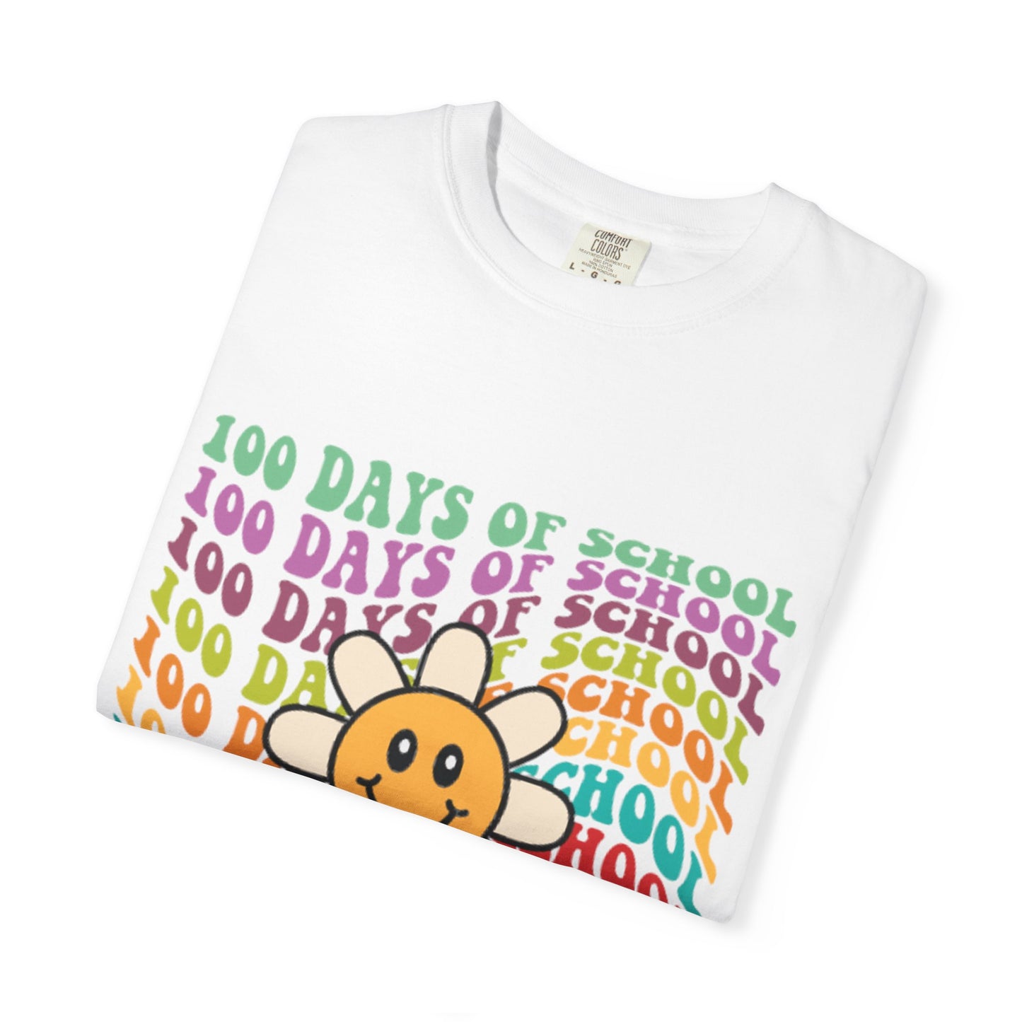 100 Days of School T-Shirt — Retro Rainbow Smiley Flower Tee