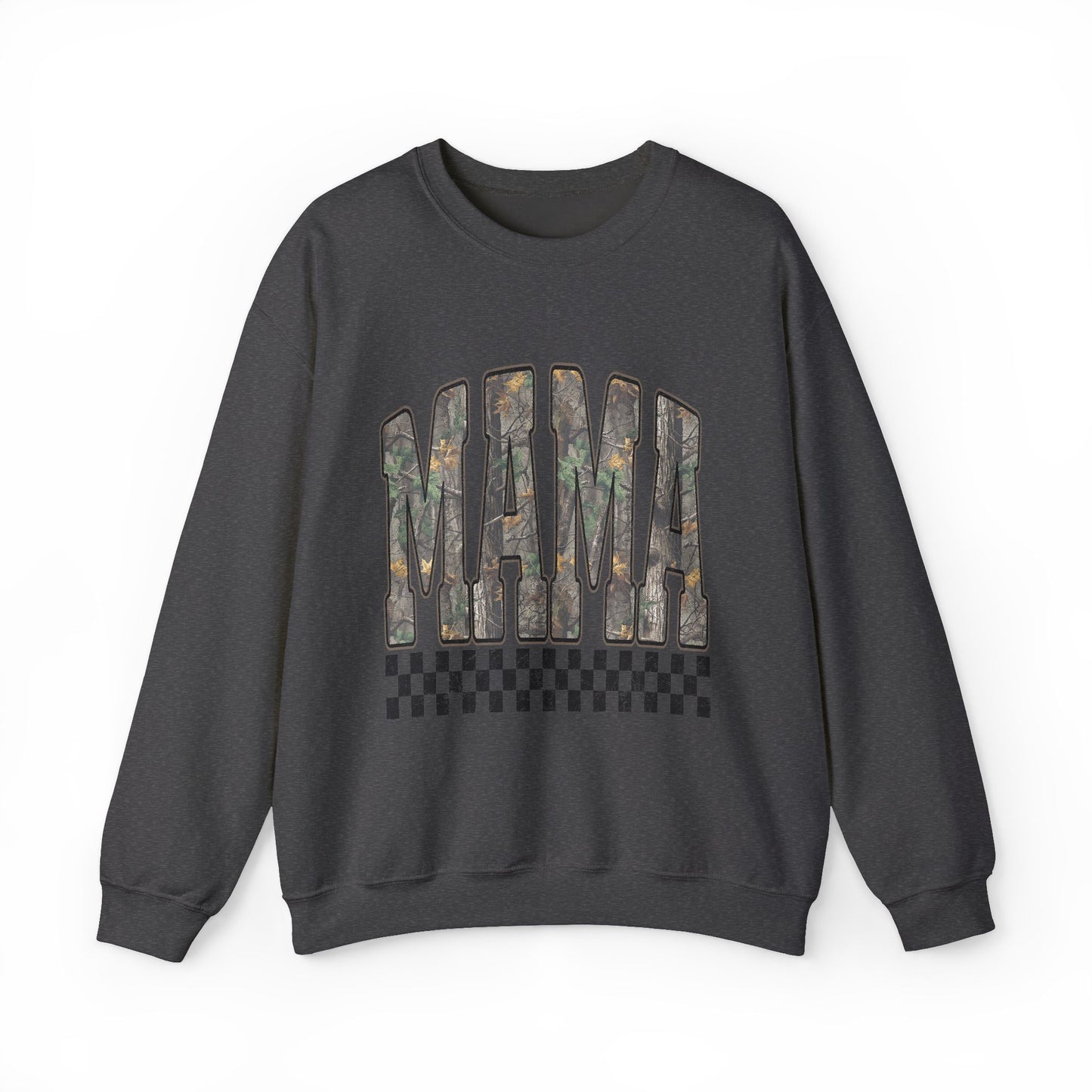 Mama Floral Logo Crewneck Sweatshirt — Checkerboard Accent
