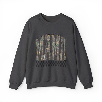 Mama Floral Logo Crewneck Sweatshirt — Checkerboard Accent