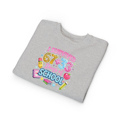 I Survived 673 Days of School Toddler Sweatshirt — Cute Back-to-School Kid Crewneck