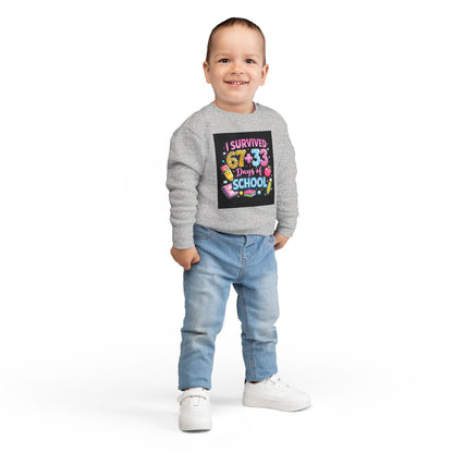 Toddler Sweatshirt - "I Survived 67+33 Days of School" Cute End-of-Year Kids Sweatshirt