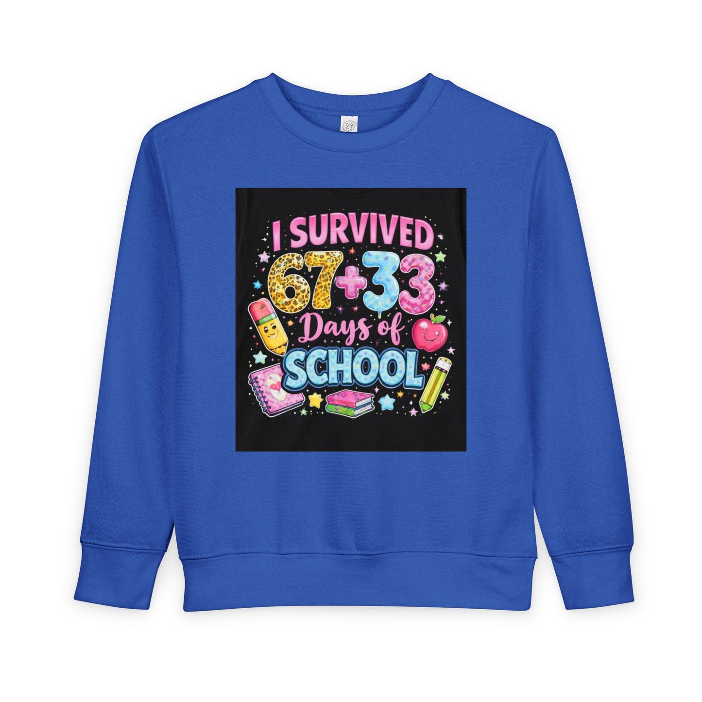 Toddler Sweatshirt - "I Survived 67+33 Days of School" Cute End-of-Year Kids Sweatshirt