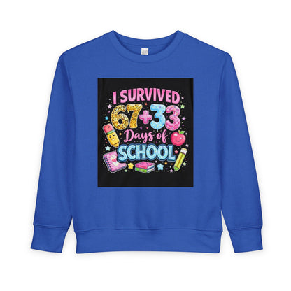 Toddler Sweatshirt - "I Survived 67+33 Days of School" Cute End-of-Year Kids Sweatshirt
