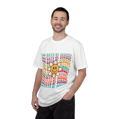 100 Days of School T-Shirt — Retro Rainbow Smiley Flower Tee