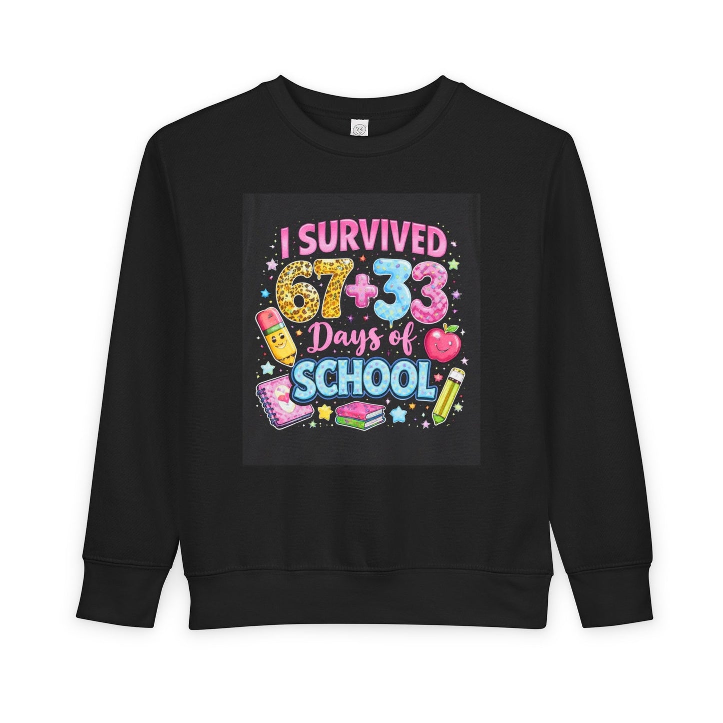 Toddler Sweatshirt - "I Survived 67+33 Days of School" Cute End-of-Year Kids Sweatshirt