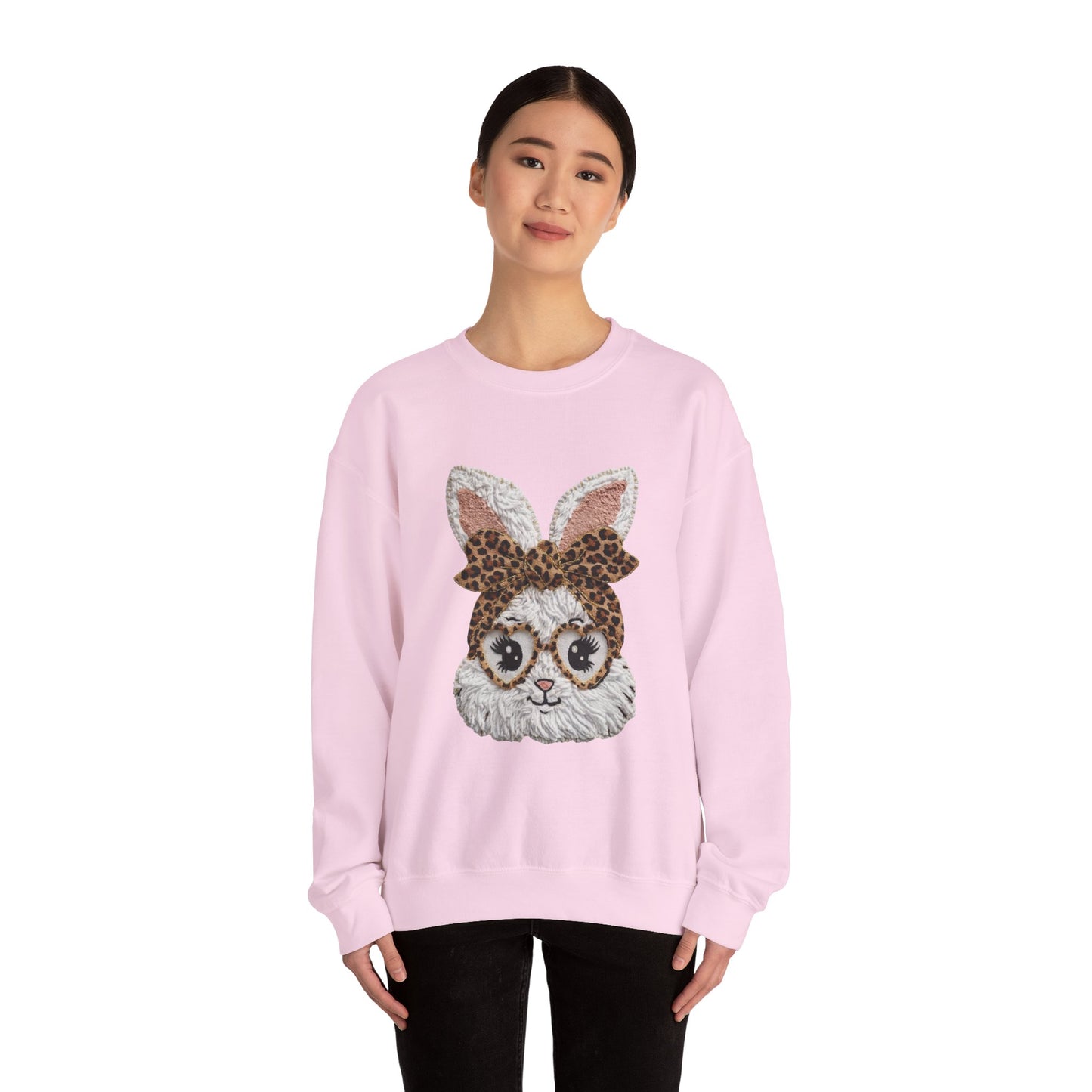 Leopard Bow Bunny Crewneck Sweatshirt