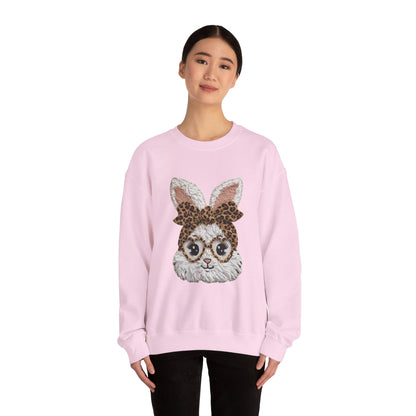Leopard Bow Bunny Crewneck Sweatshirt