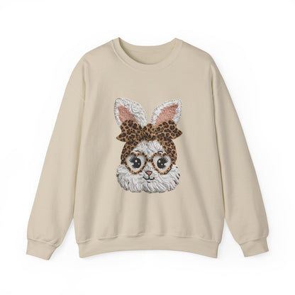 Leopard Bow Bunny Crewneck Sweatshirt