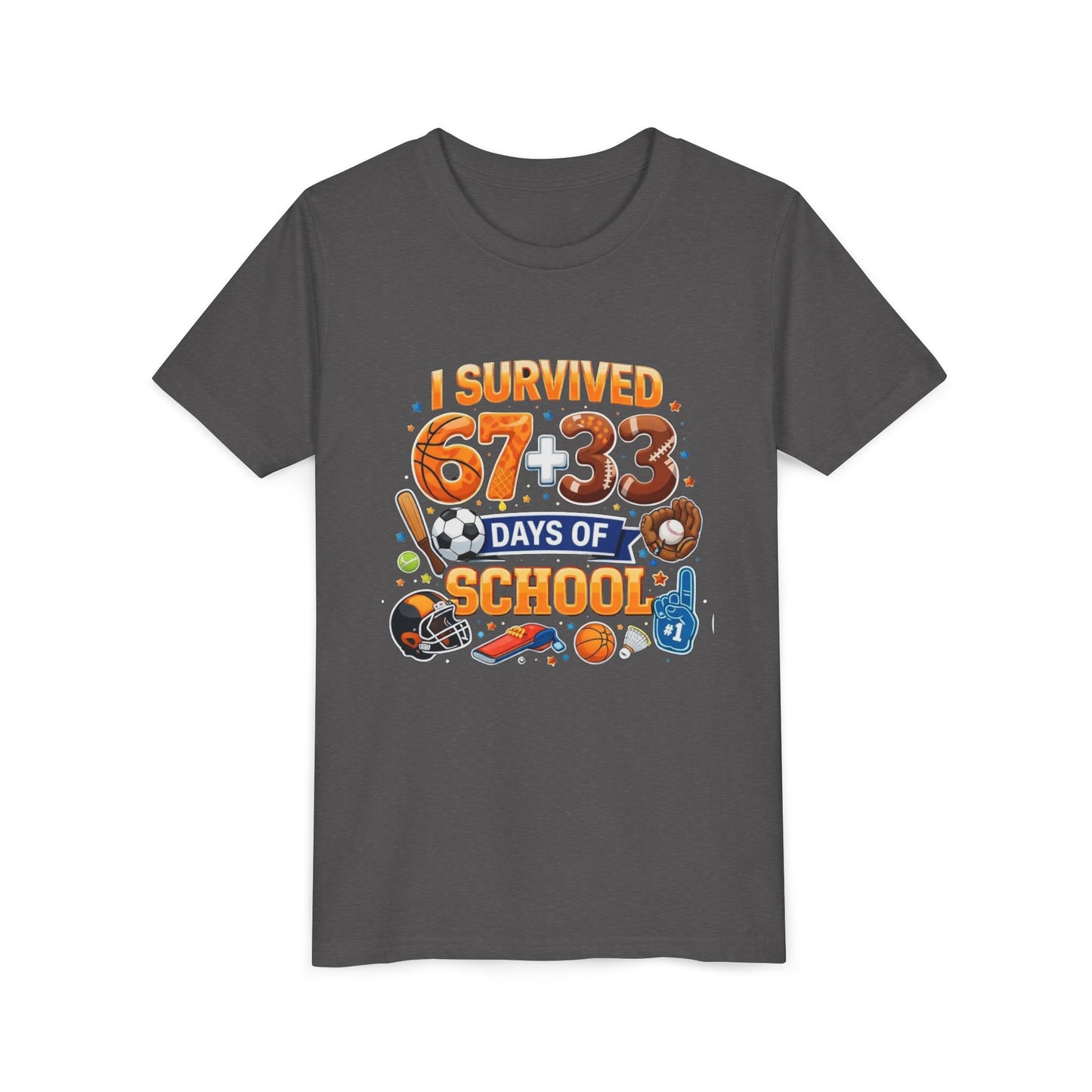 Kids' 'I Survived 67+33 Days of School' Youth Tee – End of School Celebration Shirt
