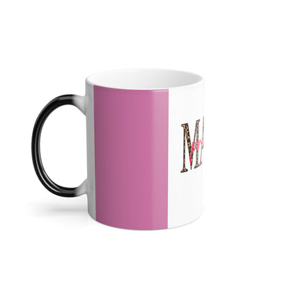 Mama Praying Color-Changing Mug — Leopard Print "MAMA" with Pink Script