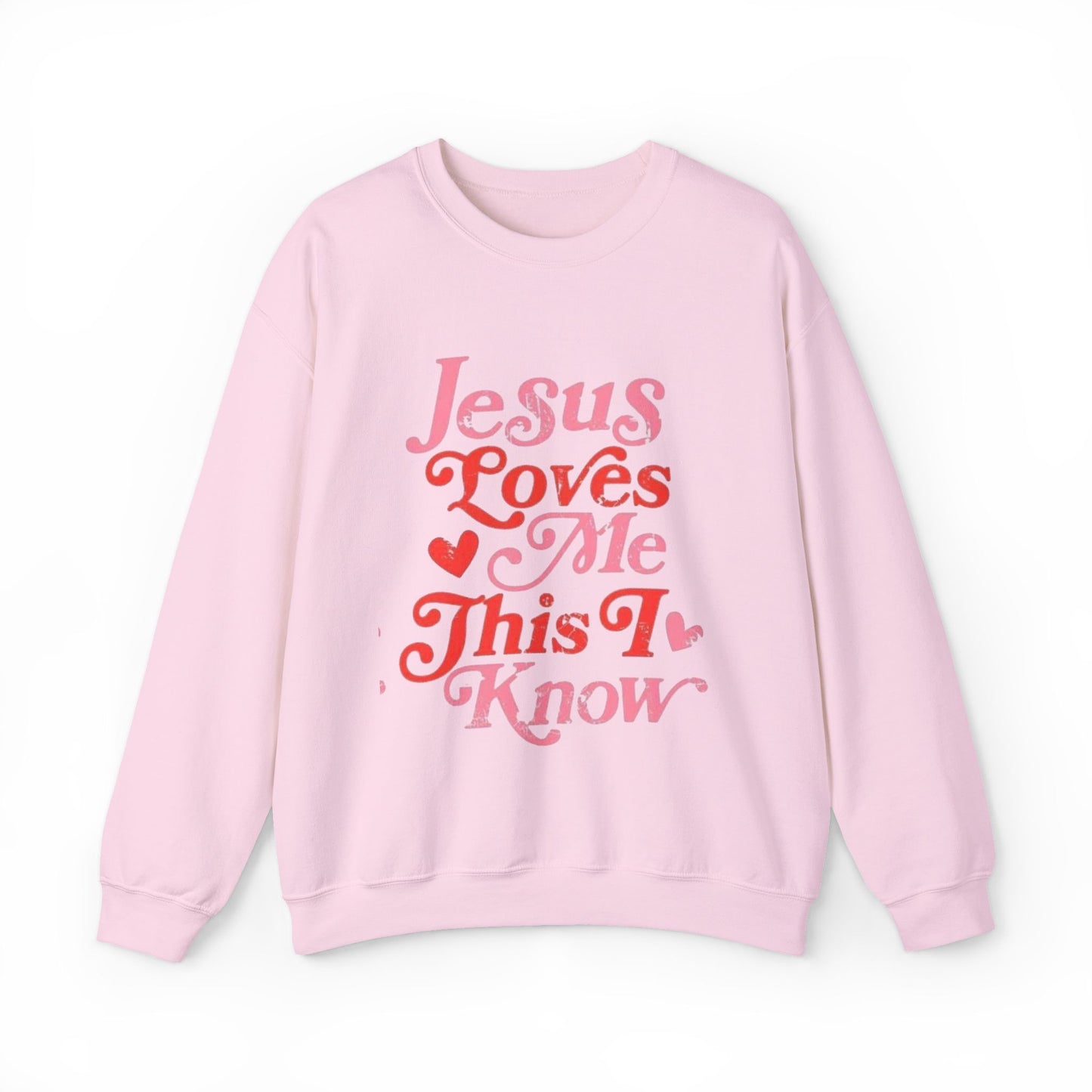 Crewneck Sweatshirt — “Jesus Loves Me This I Know” Retro Script Christian Pullover