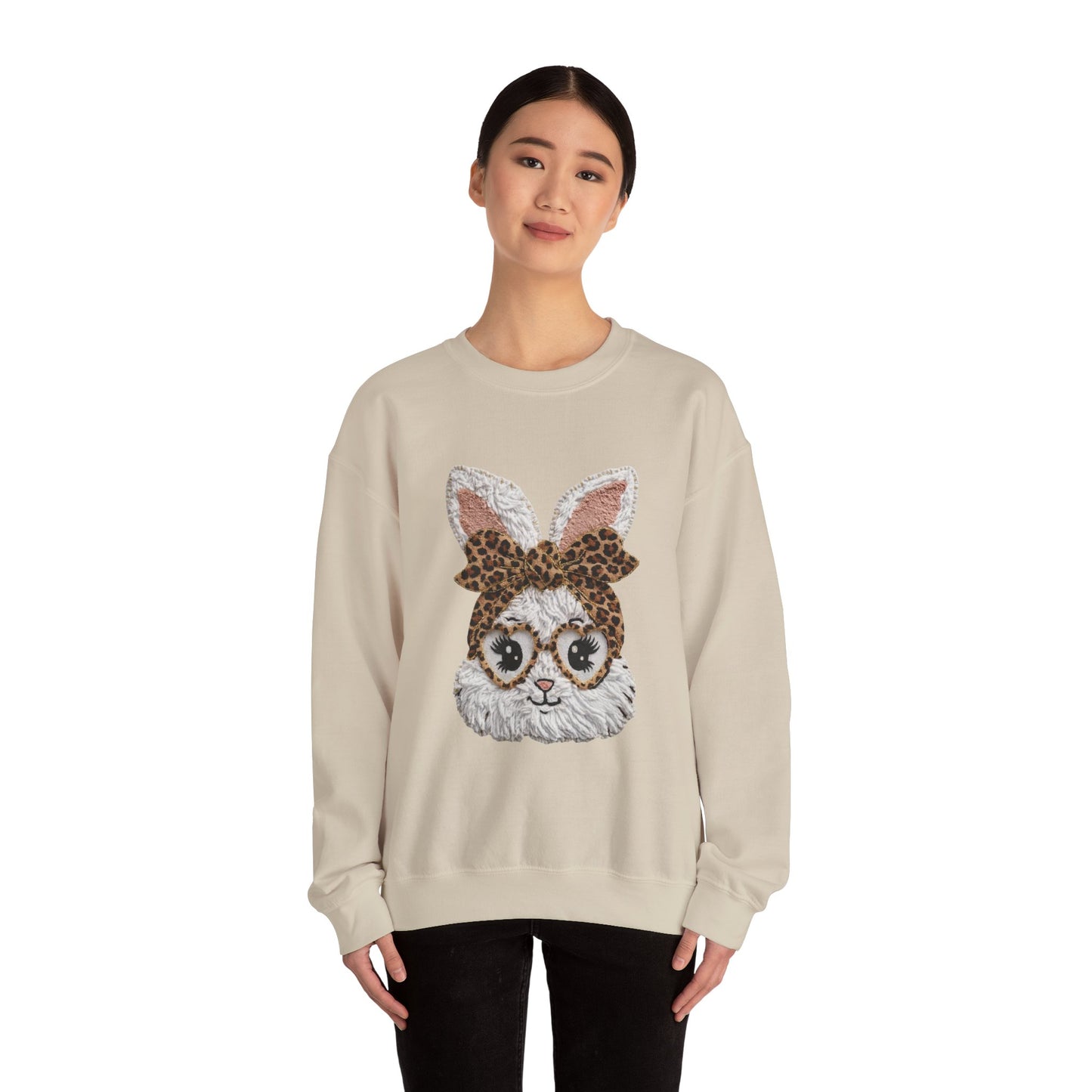 Leopard Bow Bunny Crewneck Sweatshirt
