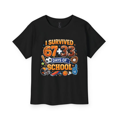 Youth Tee – “I Survived 67+33 Days of School” Back-to-School Celebration Shirt