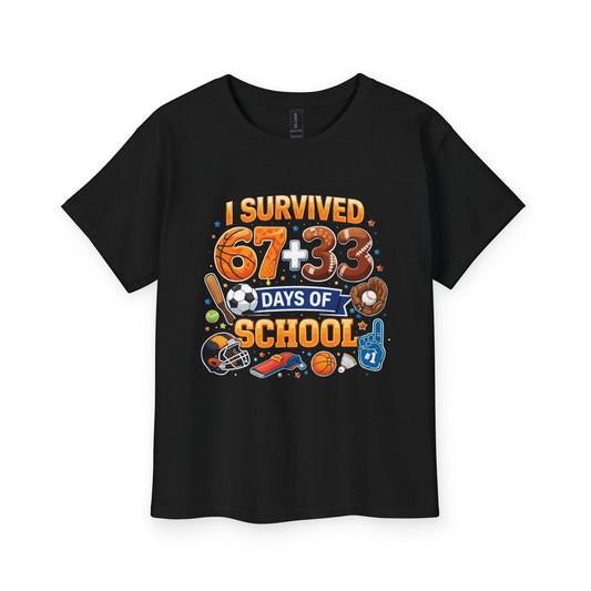 Youth Tee – “I Survived 67+33 Days of School” Back-to-School Celebration Shirt