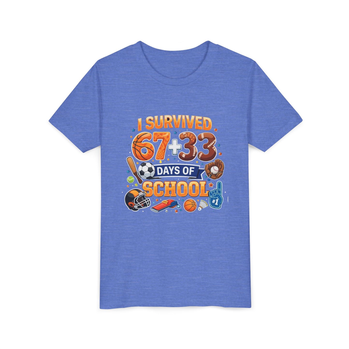 Kids' 'I Survived 67+33 Days of School' Youth Tee – End of School Celebration Shirt