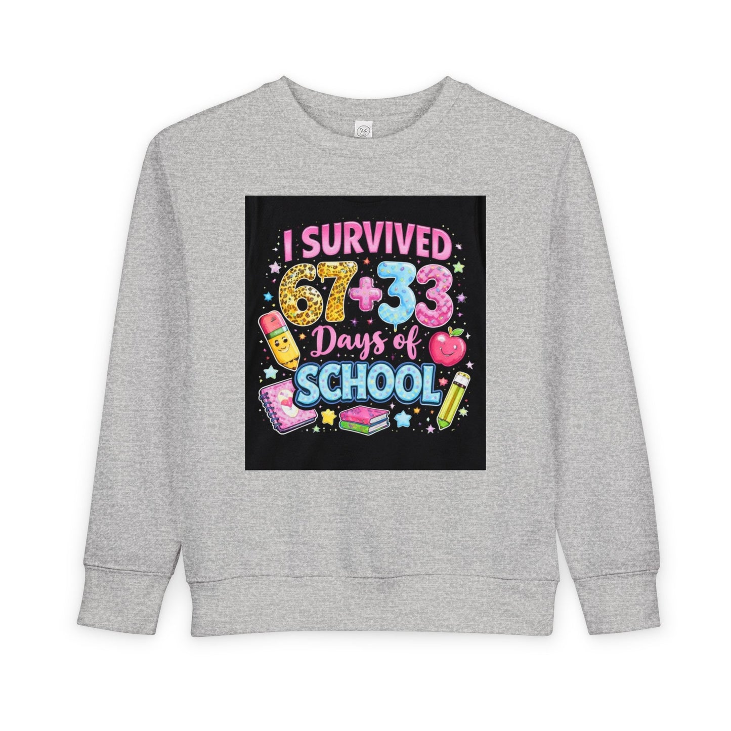 Toddler Sweatshirt - "I Survived 67+33 Days of School" Cute End-of-Year Kids Sweatshirt