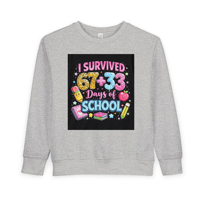 Toddler Sweatshirt - "I Survived 67+33 Days of School" Cute End-of-Year Kids Sweatshirt