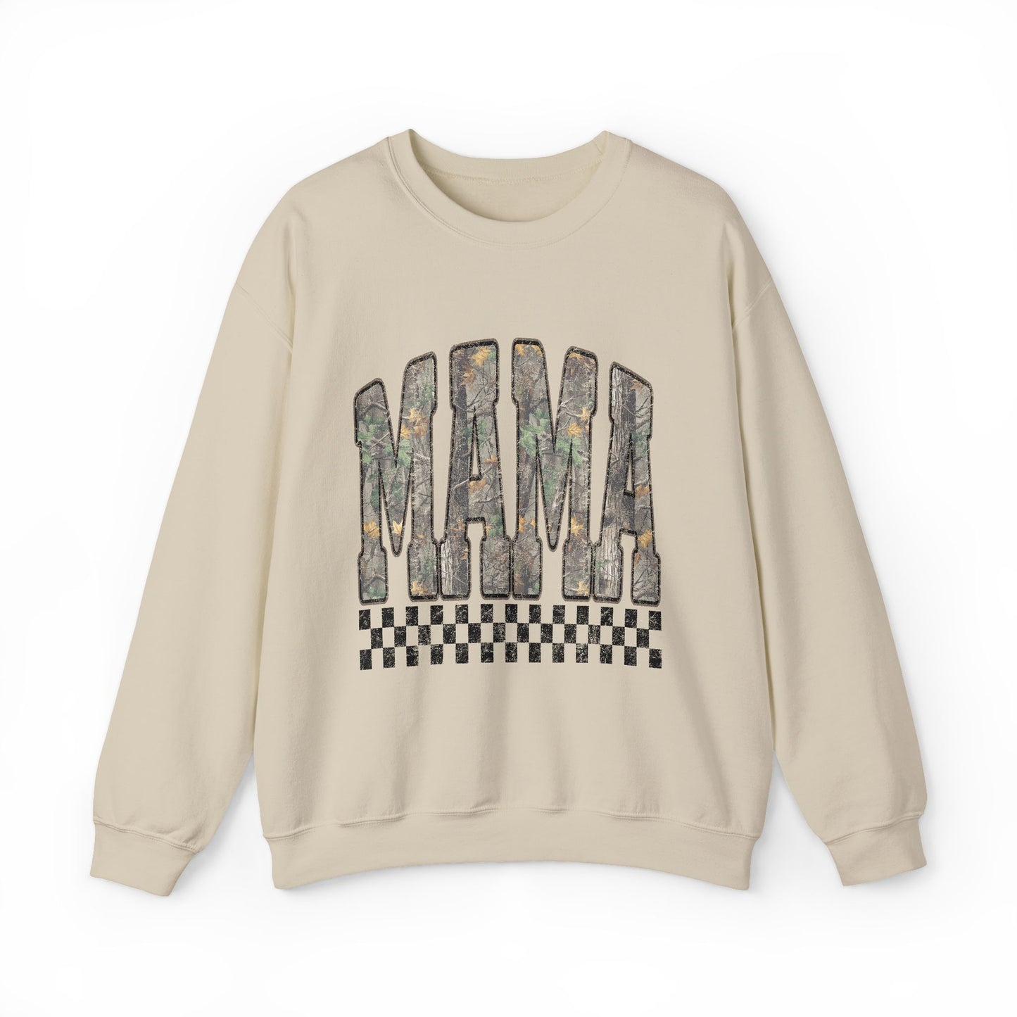 Mama Floral Logo Crewneck Sweatshirt — Checkerboard Accent