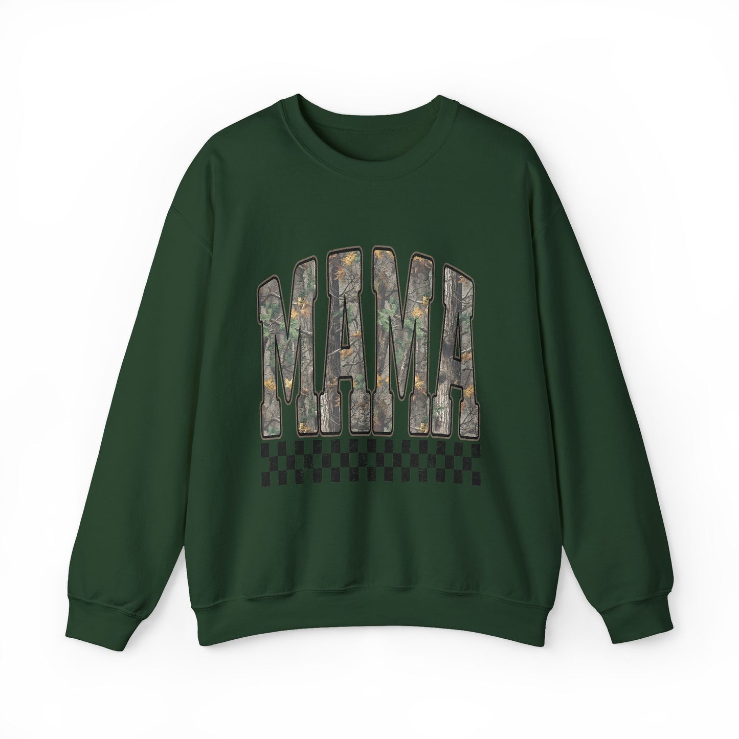Mama Floral Logo Crewneck Sweatshirt — Checkerboard Accent