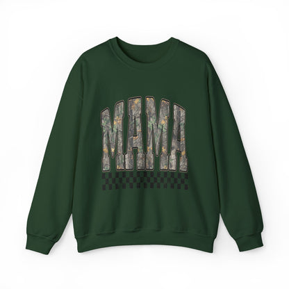 Mama Floral Logo Crewneck Sweatshirt — Checkerboard Accent
