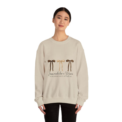 Crewneck Sweatshirt — "Jesus Made Her a Mama" Neutral Ribbon Design