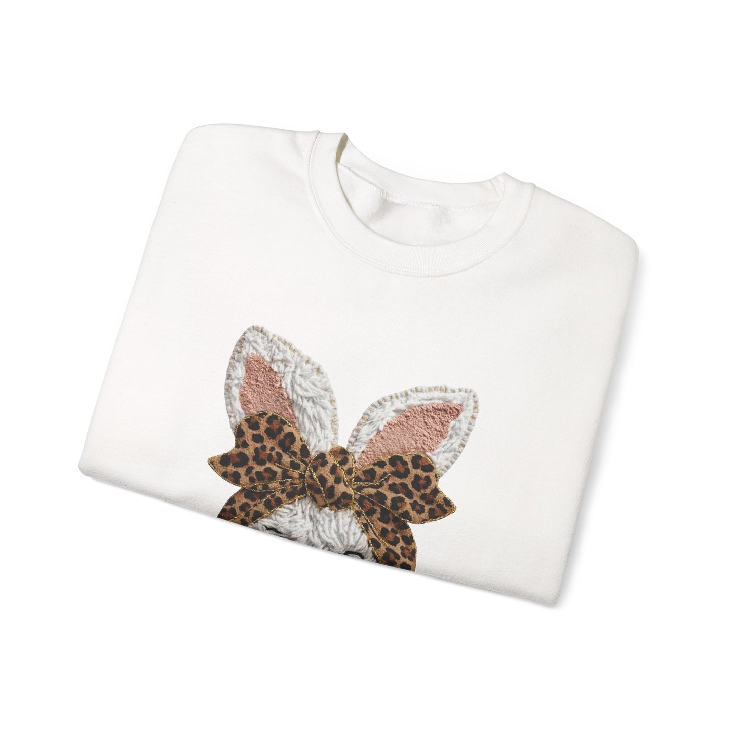 Leopard Bow Bunny Crewneck Sweatshirt