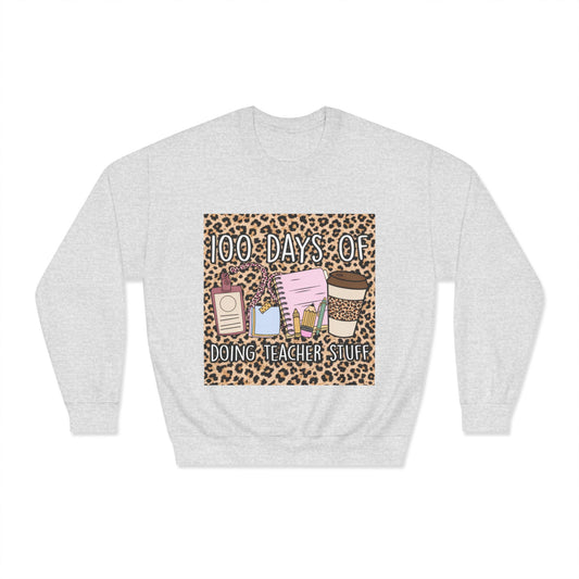 100 Days of Doing Teacher Stuff Leopard Crewneck Sweatshirt