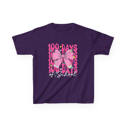 Kids 100 Days of School Tee — Pink Bow Celebration Shirt