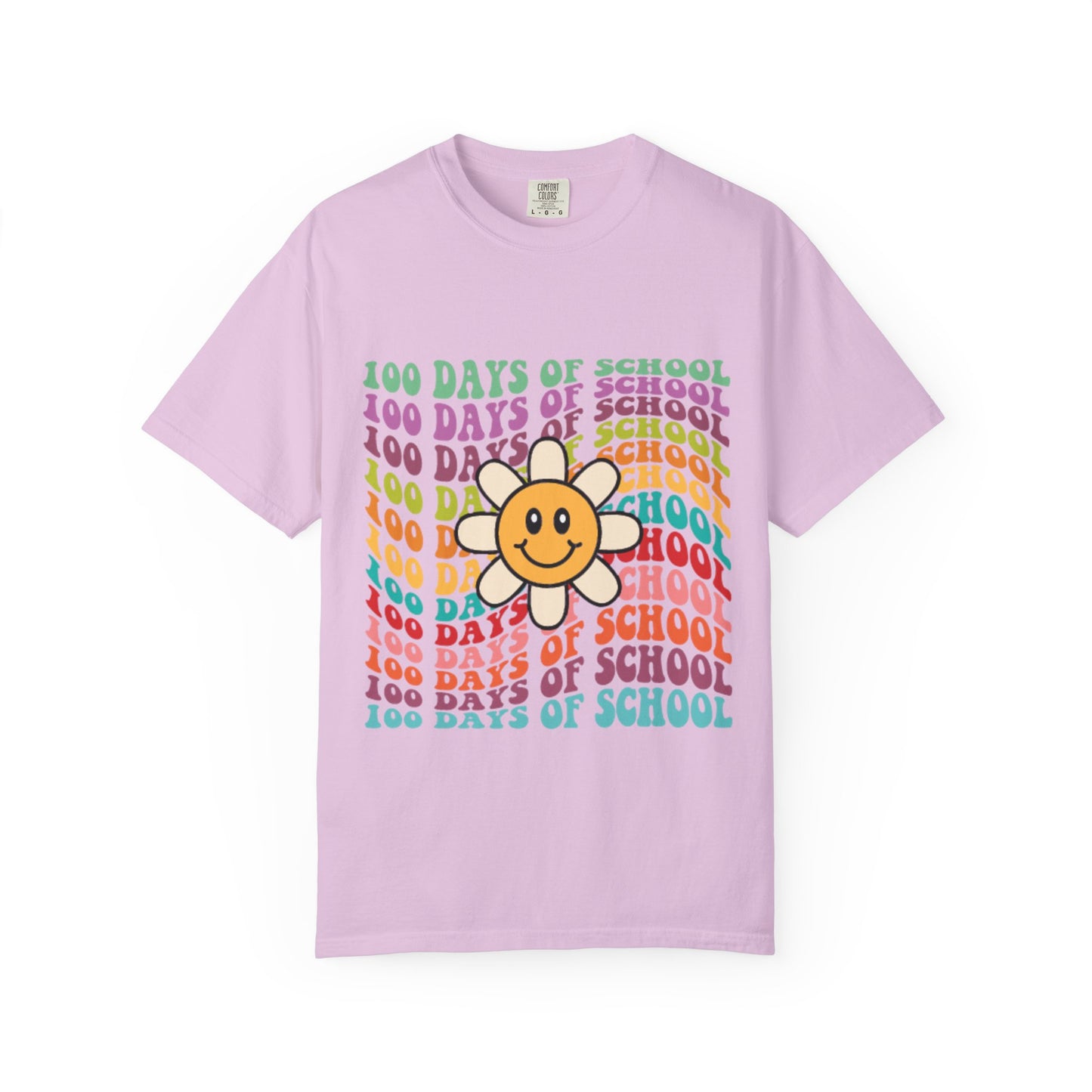 100 Days of School T-Shirt — Retro Rainbow Smiley Flower Tee