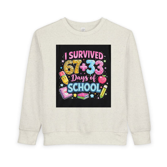 Toddler Sweatshirt - "I Survived 67+33 Days of School" Cute End-of-Year Kids Sweatshirt