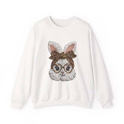 Leopard Bow Bunny Crewneck Sweatshirt