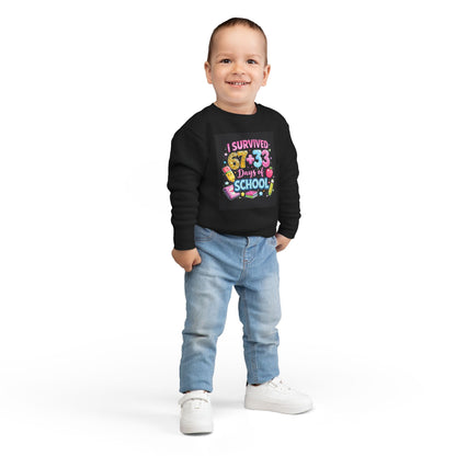 Toddler Sweatshirt - "I Survived 67+33 Days of School" Cute End-of-Year Kids Sweatshirt