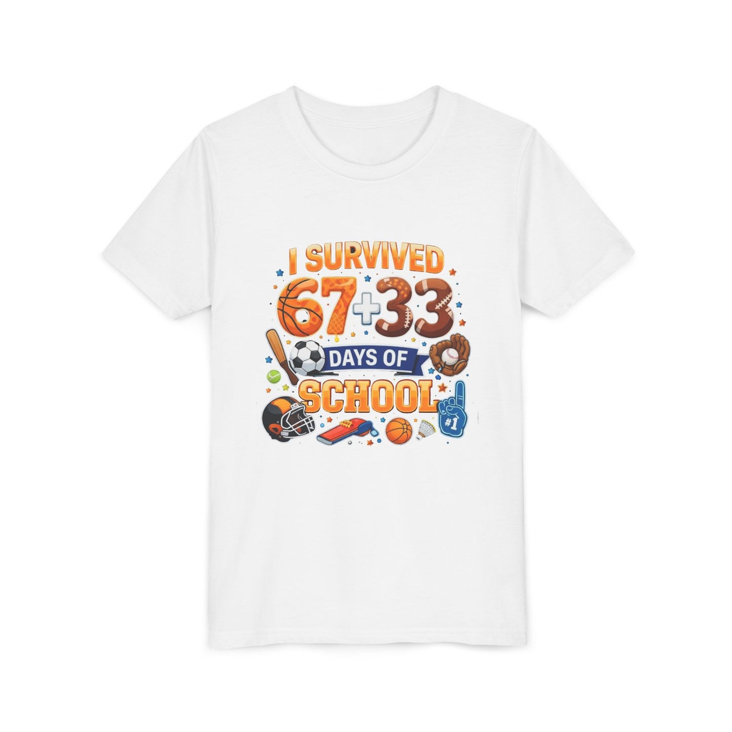 Kids' 'I Survived 67+33 Days of School' Youth Tee – End of School Celebration Shirt
