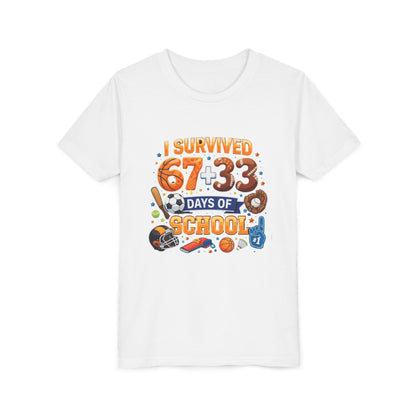 Kids' 'I Survived 67+33 Days of School' Youth Tee – End of School Celebration Shirt
