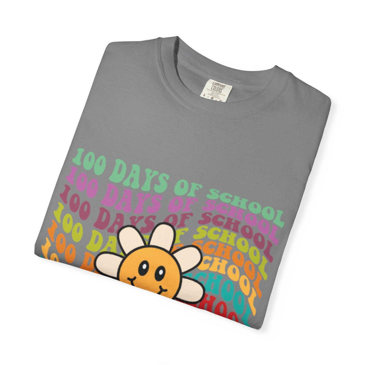 100 Days of School T-Shirt — Retro Rainbow Smiley Flower Tee