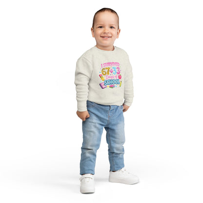 I Survived 673 Days of School Toddler Sweatshirt — Cute Back-to-School Kid Crewneck