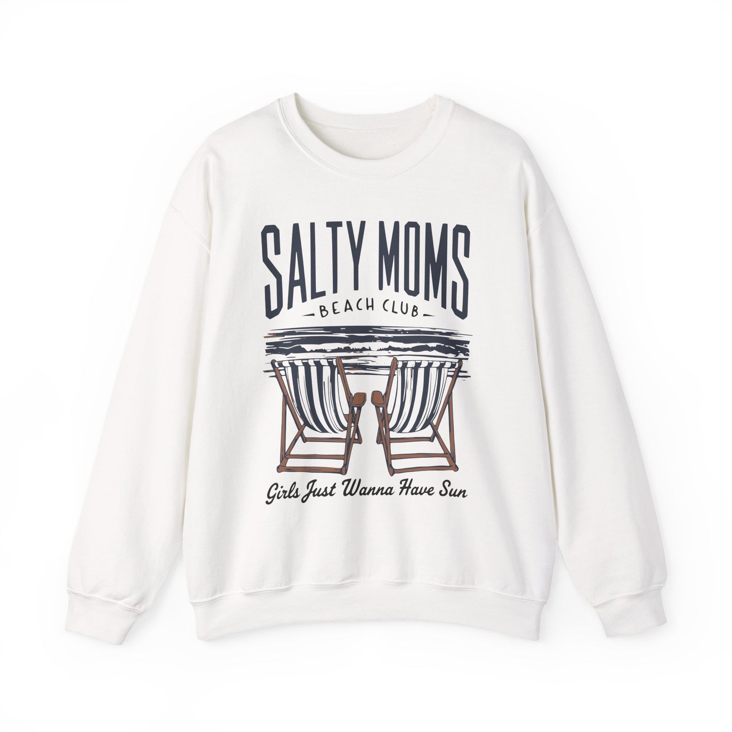 Salty Moms Beach Club Sweatshirt — "Girls Just Wanna Have Sun" Cozy Crewneck