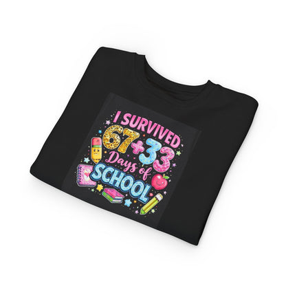 Toddler Sweatshirt - "I Survived 67+33 Days of School" Cute End-of-Year Kids Sweatshirt