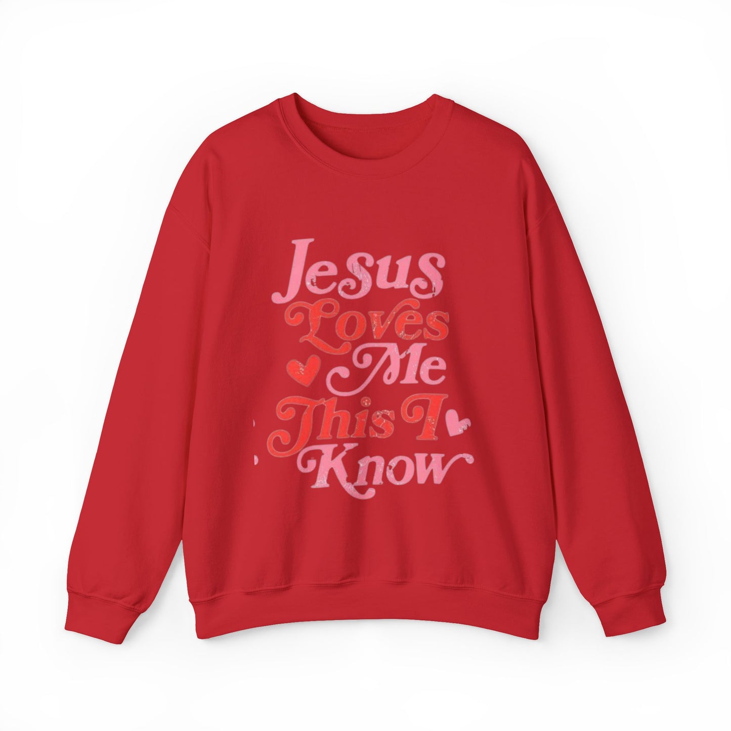Crewneck Sweatshirt — “Jesus Loves Me This I Know” Retro Script Christian Pullover