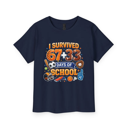 Youth Tee – “I Survived 67+33 Days of School” Back-to-School Celebration Shirt