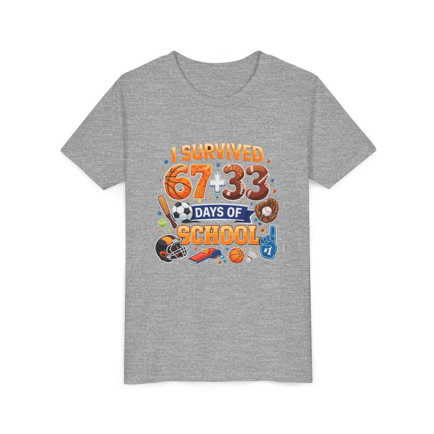 Kids' 'I Survived 67+33 Days of School' Youth Tee – End of School Celebration Shirt