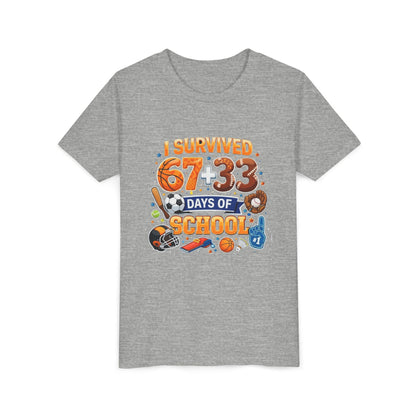 Kids' 'I Survived 67+33 Days of School' Youth Tee – End of School Celebration Shirt