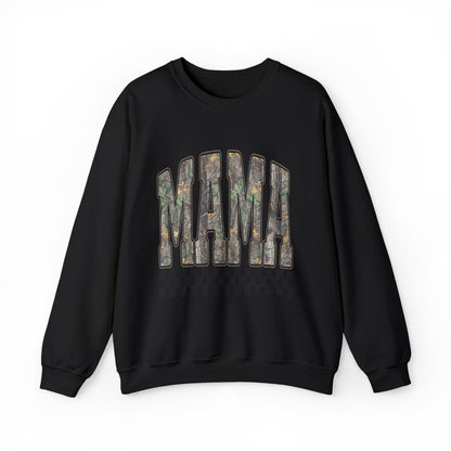 Mama Floral Logo Crewneck Sweatshirt — Checkerboard Accent