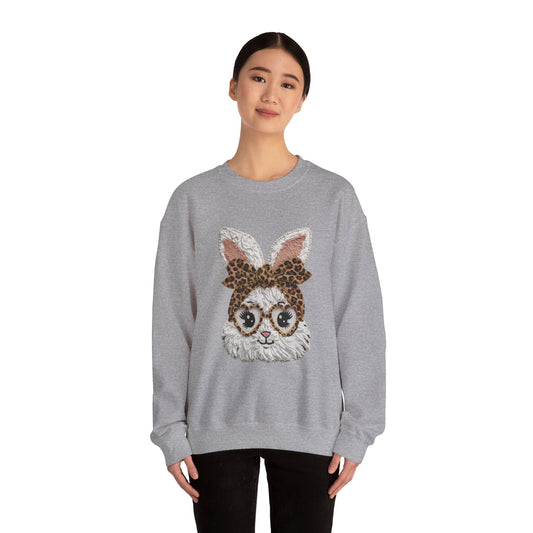 Leopard Bow Bunny Crewneck Sweatshirt
