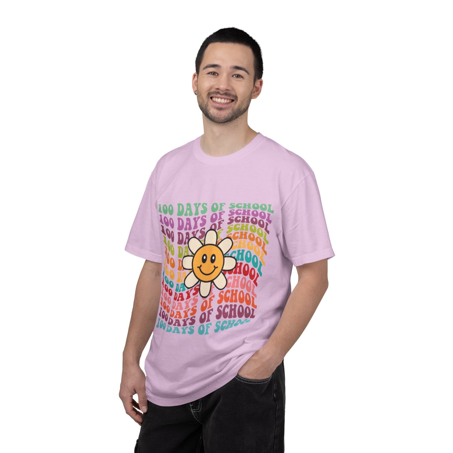 100 Days of School T-Shirt — Retro Rainbow Smiley Flower Tee