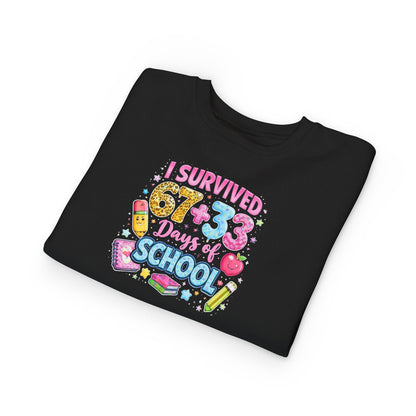 I Survived 673 Days of School Toddler Sweatshirt — Cute Back-to-School Kid Crewneck