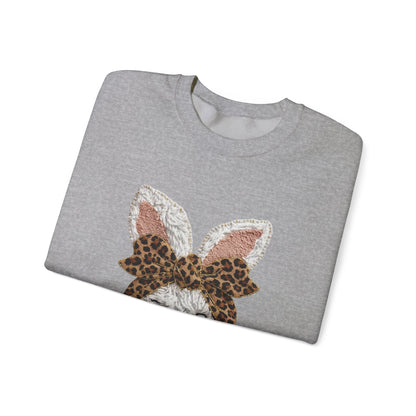 Leopard Bow Bunny Crewneck Sweatshirt