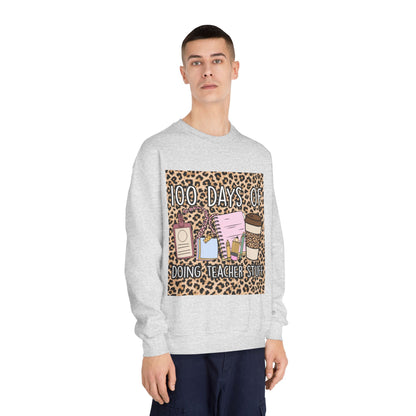 100 Days of Teaching Sweatshirt – Leopard Teacher Crewneck with Coffee & Planner Design